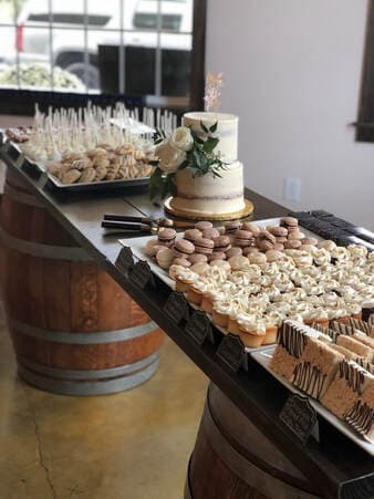Assorted desserts on a wedding dessert table