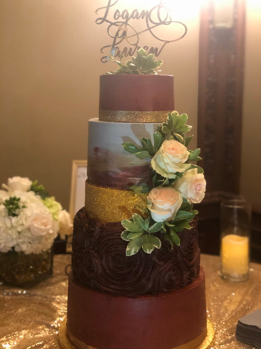 unique nontraditional Wedding Cake with flowers  Bakery Dallas NC Belmont NC Gastonia NC